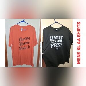 Clothes: MENS 2PC ALCOHOLICS ANONYMOUS TSHIRT LOT (X-LARGE)